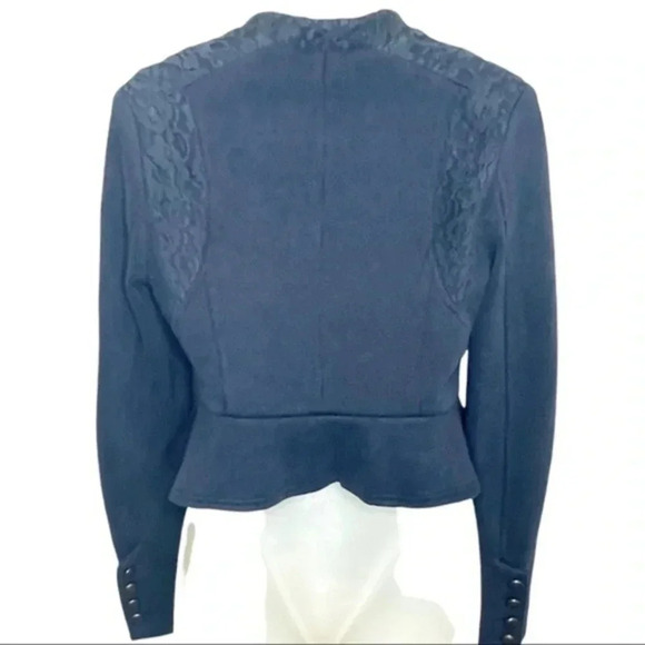 We The Free Blue Double Breasted Victorian Lace Cropped Jacket - Picture 7 of 10